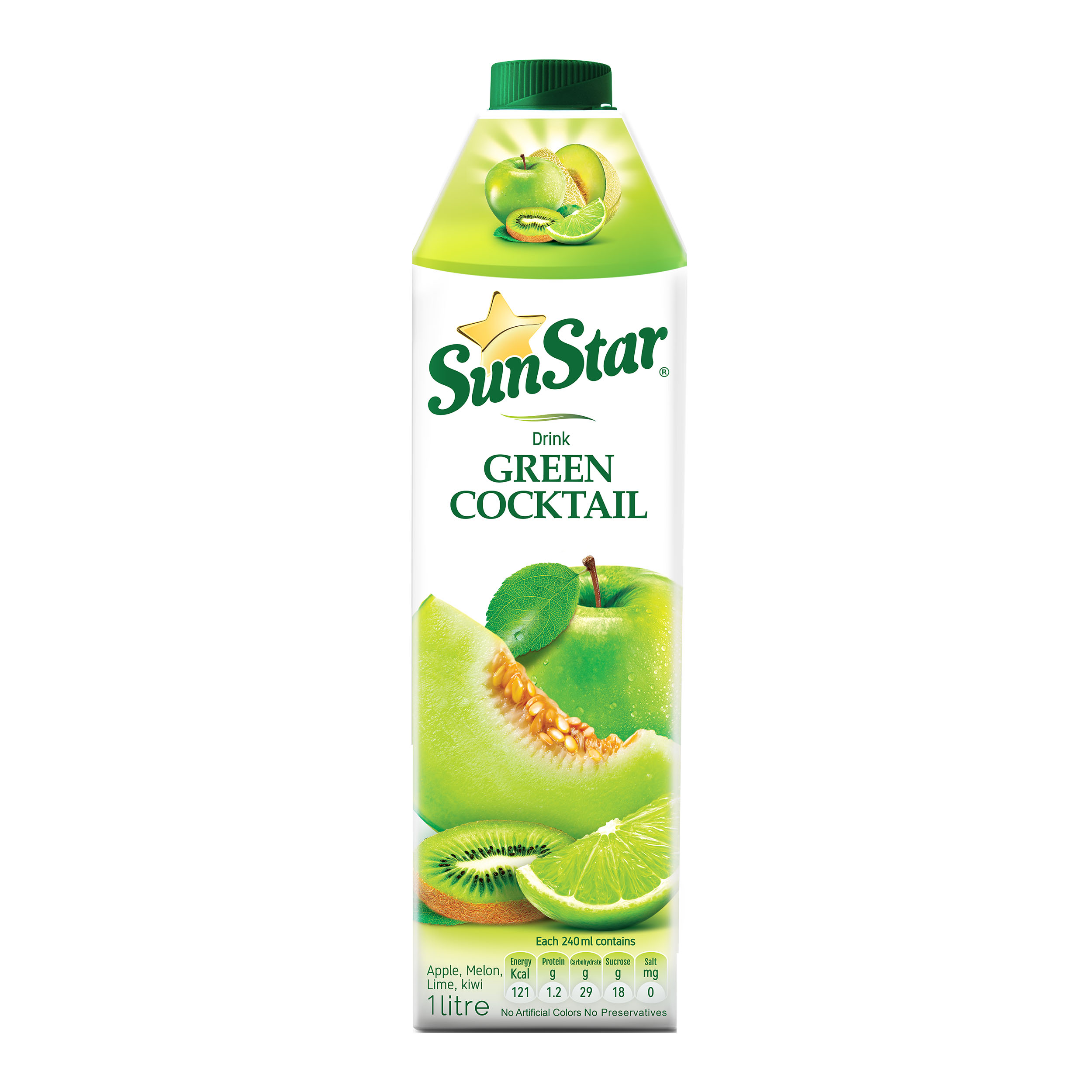 نوشیدنی مخلوط میوه های سبز سان استار حجم 1 لیتر