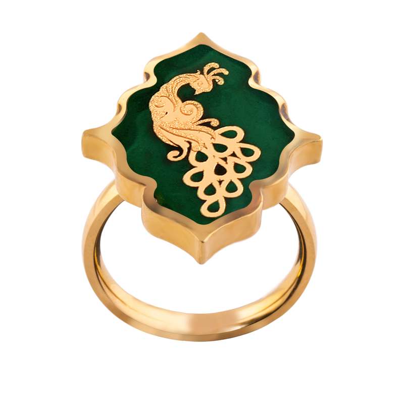 انگشتر طلا 24 عیار زنانه الون طرح طاووس انگشتر طلا 24 عیار زنانه الون طرح طاووس