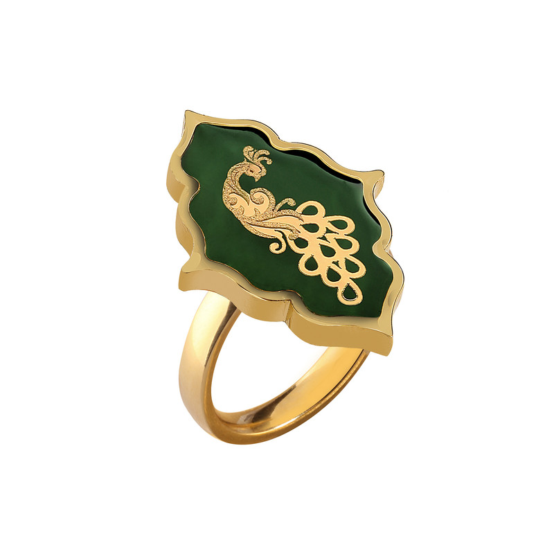 انگشتر طلا 24 عیار زنانه الون طرح طاووس انگشتر طلا 24 عیار زنانه الون طرح طاووس