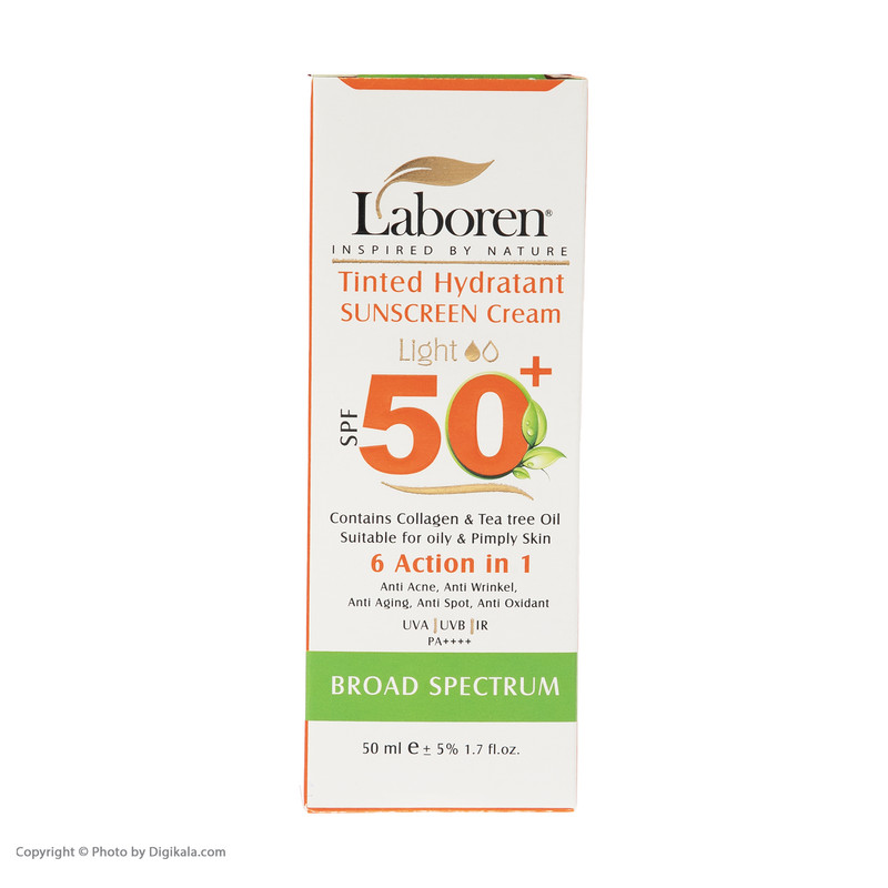 کرم ضد آفتاب رنگی لابورن +SPF50 کد 01 حجم 50 مناسب پوست های چرب حجم 50 میلی‌لیتر