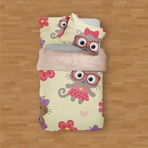 سرویس خواب مدوپد طرح گربه مدل PAT00142 یک نفره 4 تکه