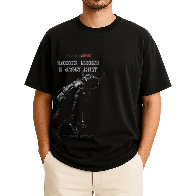 تی‌شرت آستین کوتاه مردانه باهرپوش شرق مدل هیپ هاپ استریت ترویس اسکات z408