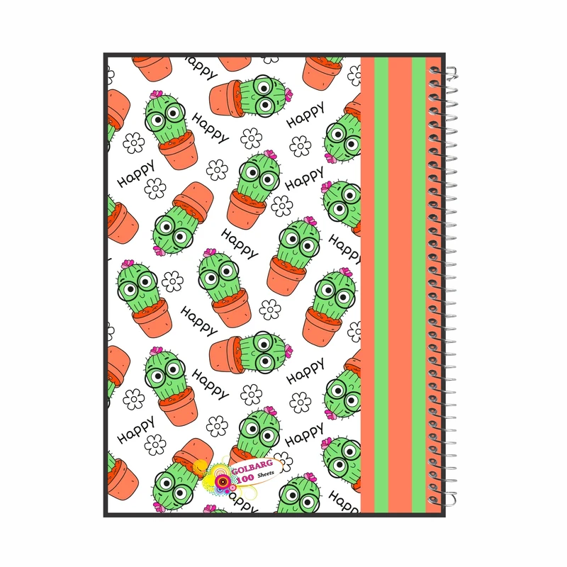 دفتر مشق 100 برگ گلبرگ طرح کاکتوس کد 9065