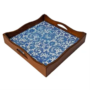 سینی چوبی رزینی طرح گیپور کد 30