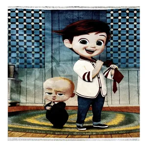 فرش ماشینی 420 شانه زمینه کرم حاشیه آبی مدل کودک 50380