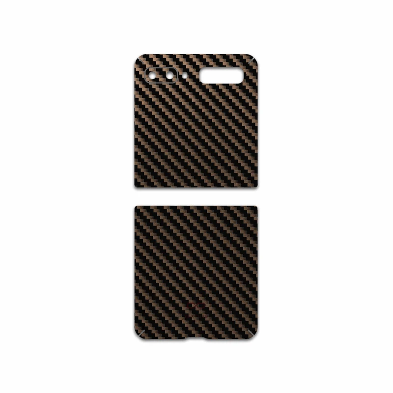 برچسب پوششی ماهوت مدل Glossy-Brown-Fiber مناسب برای گوشی موبایل سامسونگ Galaxy Z Flip