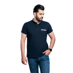 پولوشرت آستین کوتاه مردانه برساد مدل E101 رنگ سرمه ای