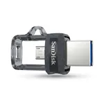 فلش مموری 32 گیگابایت سن دیسک مدل Ultra Dual Drive M3.0 با دو درگاه USB سه‌نقطه‌صفر و microUSB، سرعت خواندن تا 150 مگابایت بر ثانیه و اتصال مستقیم به دستگاه‌های دارای OTG