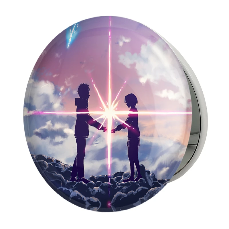 آینه جیبی خندالو طرح تاکی تاچیبانا و میتسویا میامیزو انیمه یورنیم Your Name مدل تاشو کد 16247 