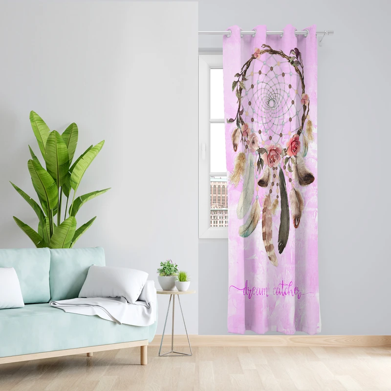 پرده طرح دریم کچر مدل مخمل پانچی کد L 1017R L Z سایز 140x200 سانتی متر