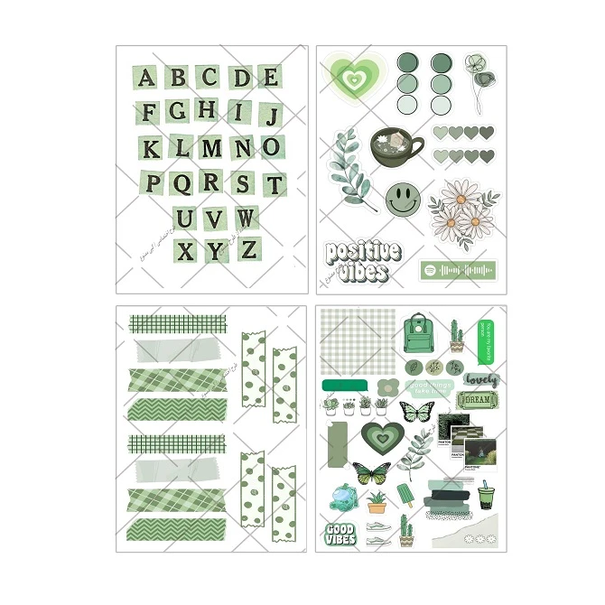 برچسب مدل برش نخورده طرح اسکرپ بوک گرین مجموعه 4 عددی