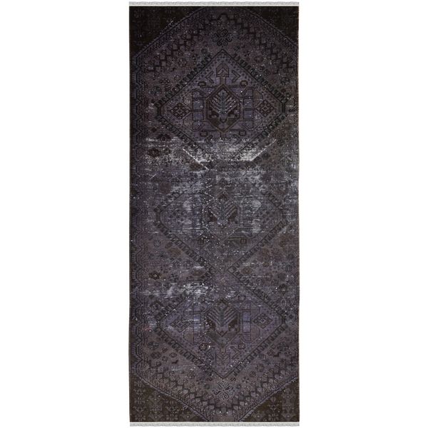 فرش دستبافت رنگ شده کناره طول سه متر طرح وینتج کد 13945