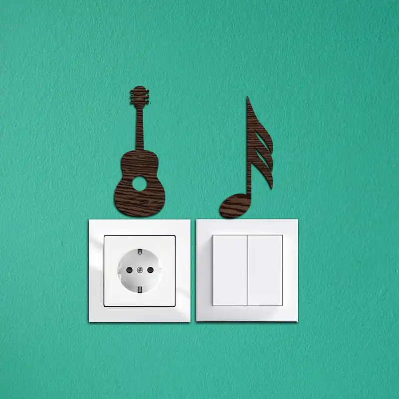 استیکر کلید پریز طرح گیتار مجموعه 6 عددی