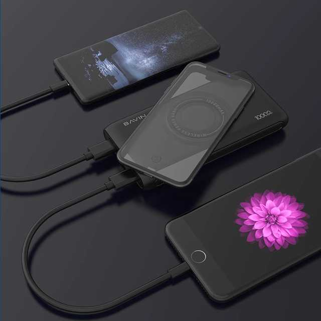 شارژر همراه بی سیم باوین مدل PC095 ظرفیت ۱۰۰۰۰ میلی آمپر ساعت