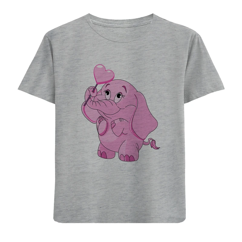 تیشرت آستین کوتاه دخترانه طرح فیل کد F22