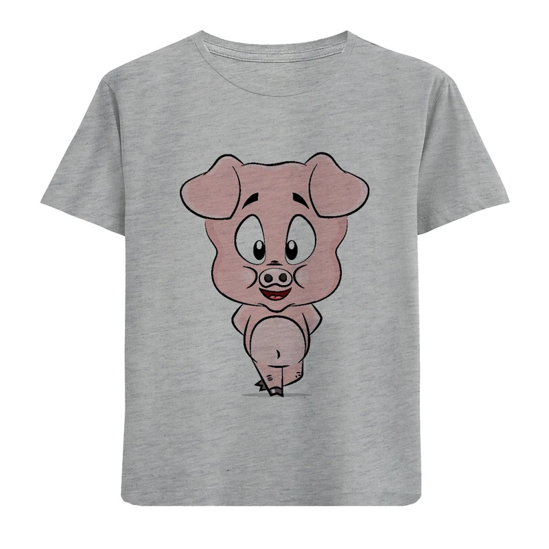تیشرت آستین کوتاه دخترانه طرح خوک کد F26