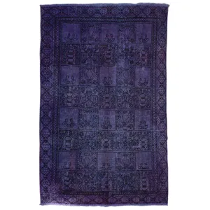 فرش دستبافت رنگ شده پنج متری طرح وینتج کد 141