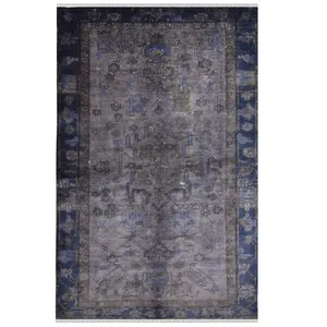 فرش دستبافت رنگ شده سه متری طرح وینتج کد 9811106