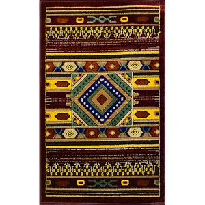 فرش ماشینی مهستان مدل کیلیم کد KILIM4 زمینه زرشکی