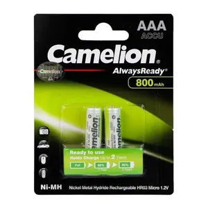 Camelion AlwaysReady - New Version 800mAh Rechargeable AAA Battery Pack of 2