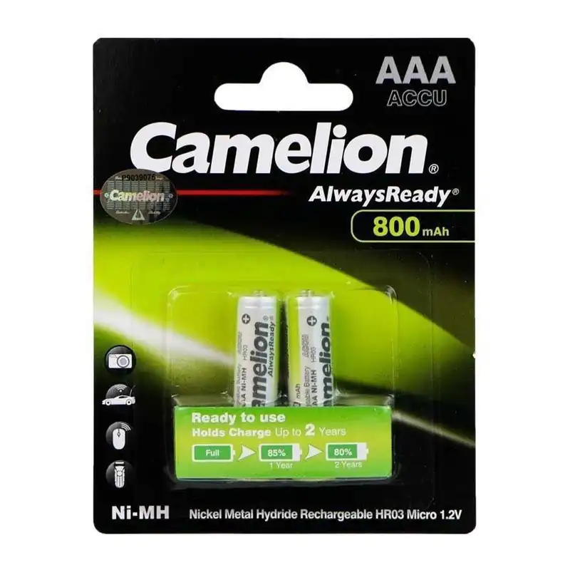 باتری نیم قلمی قابل شارژ کملیون مدل AlwaysReady - New Version ظرفیت 800 میلی آمپر ساعت بسته‌ 2 عددی