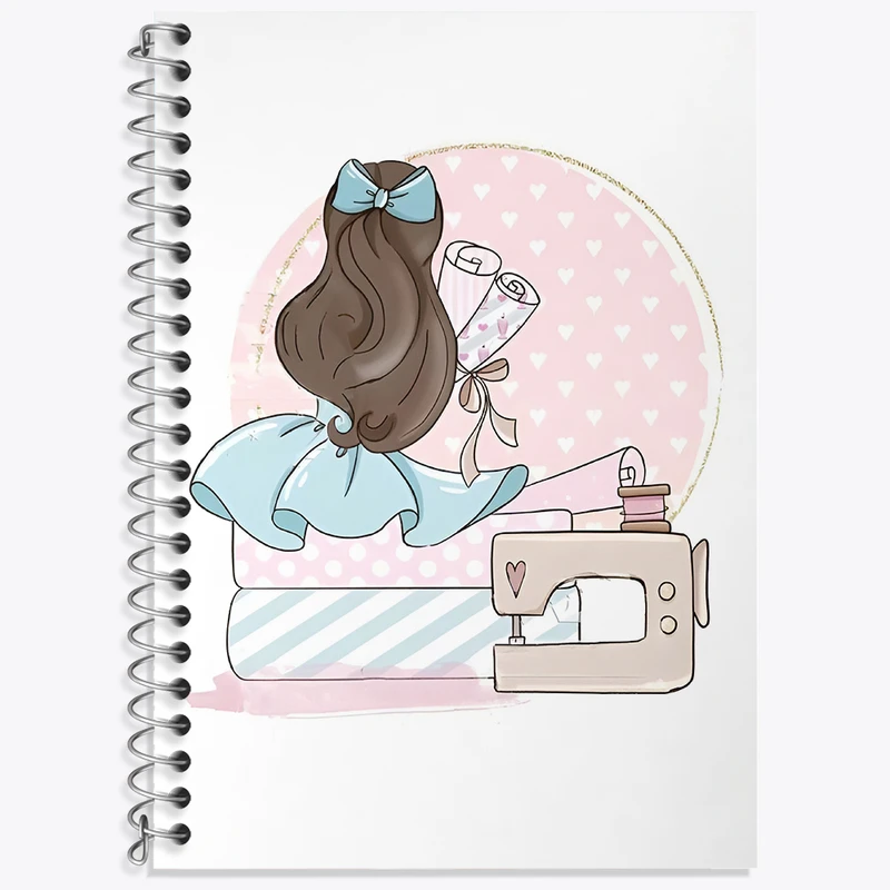 دفتر زبان 50 برگ خندالو مدل دو خط طرح دختر خیاط کد N2026