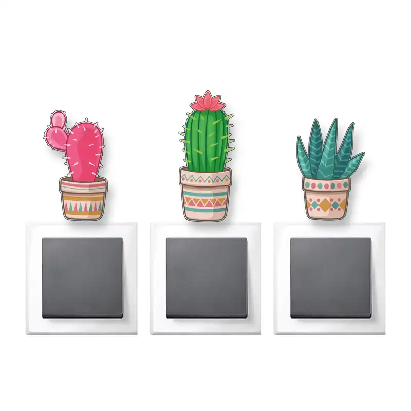 استیکر کلید و پریز طرح کاکتوس ها کد 01 مجموعه 3 عددی