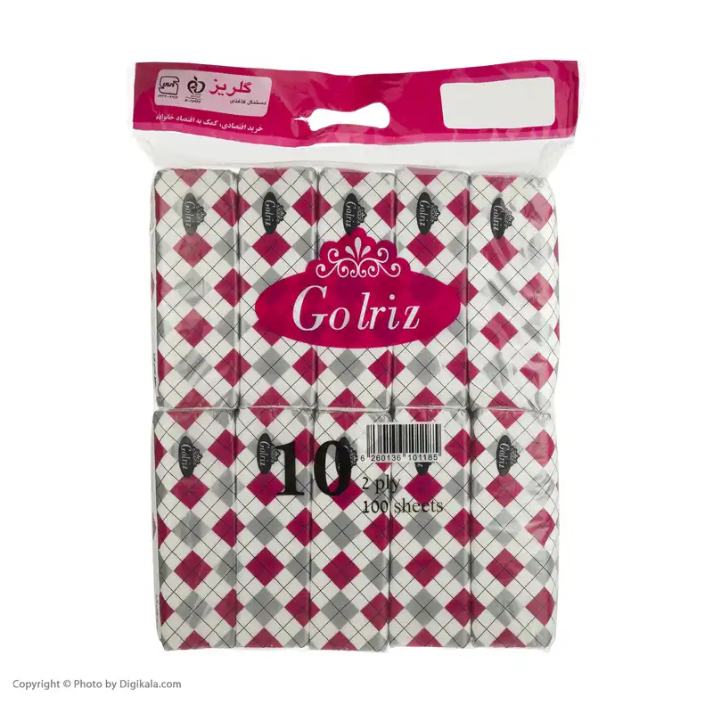 دستمال کاغذی 100 برگ گلریز مدل دياموند بسته 10 عددي