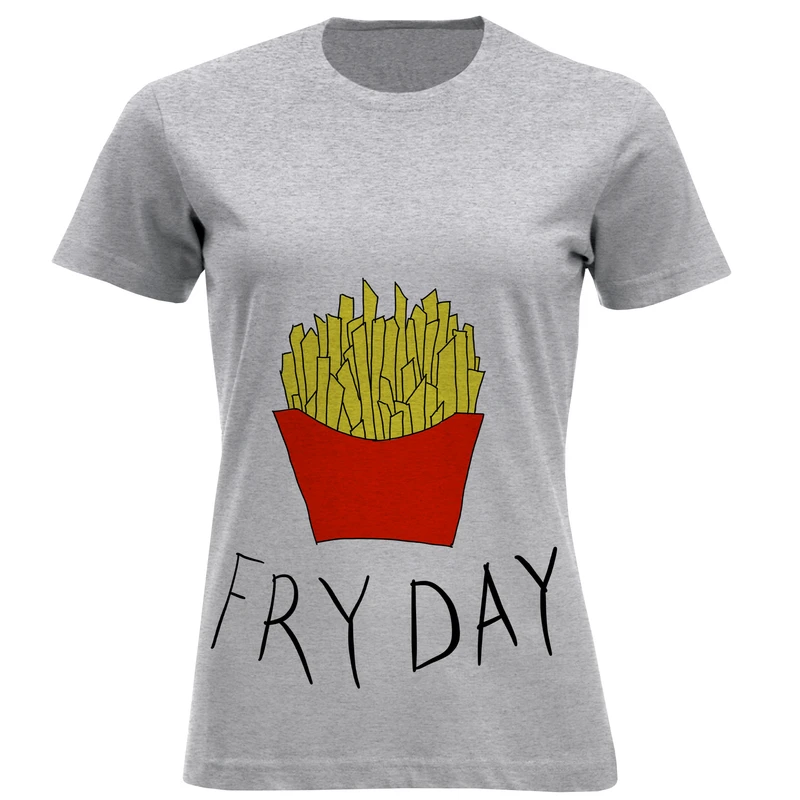 تی شرت آستین کوتاه زنانه طرح Fry day کد X55