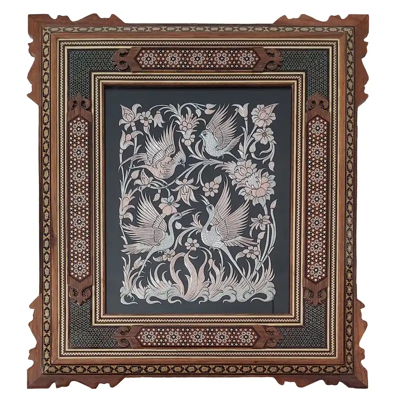 تابلو قلمزنی طرح گل و مرغ مدل 2430A