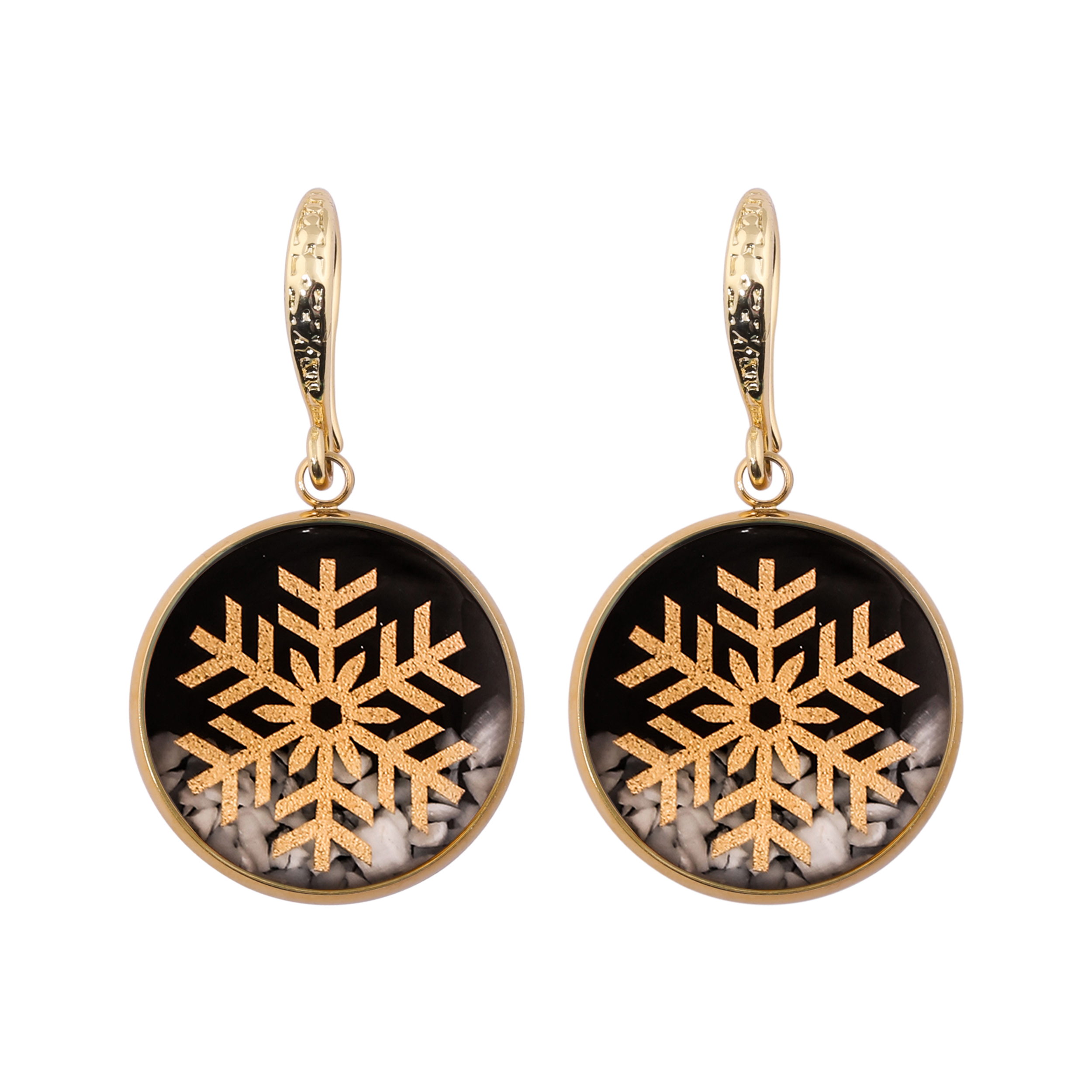 گوشواره طلا 24 عیار زنانه الون طرح دونه برف