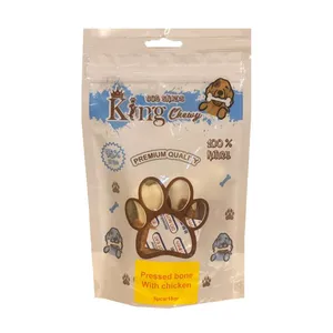 تشویقی سگ کینگ چوی مدل Pressed Bone With Checken وزن ۷۵ گرم بسته ۵ عددی