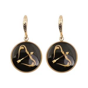 گوشواره طلا 24 عیار زنانه الون طرح نماد ماه آذر 