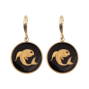 گوشواره طلا 24 عیار زنانه الون طرح نماد ماه اسفند 