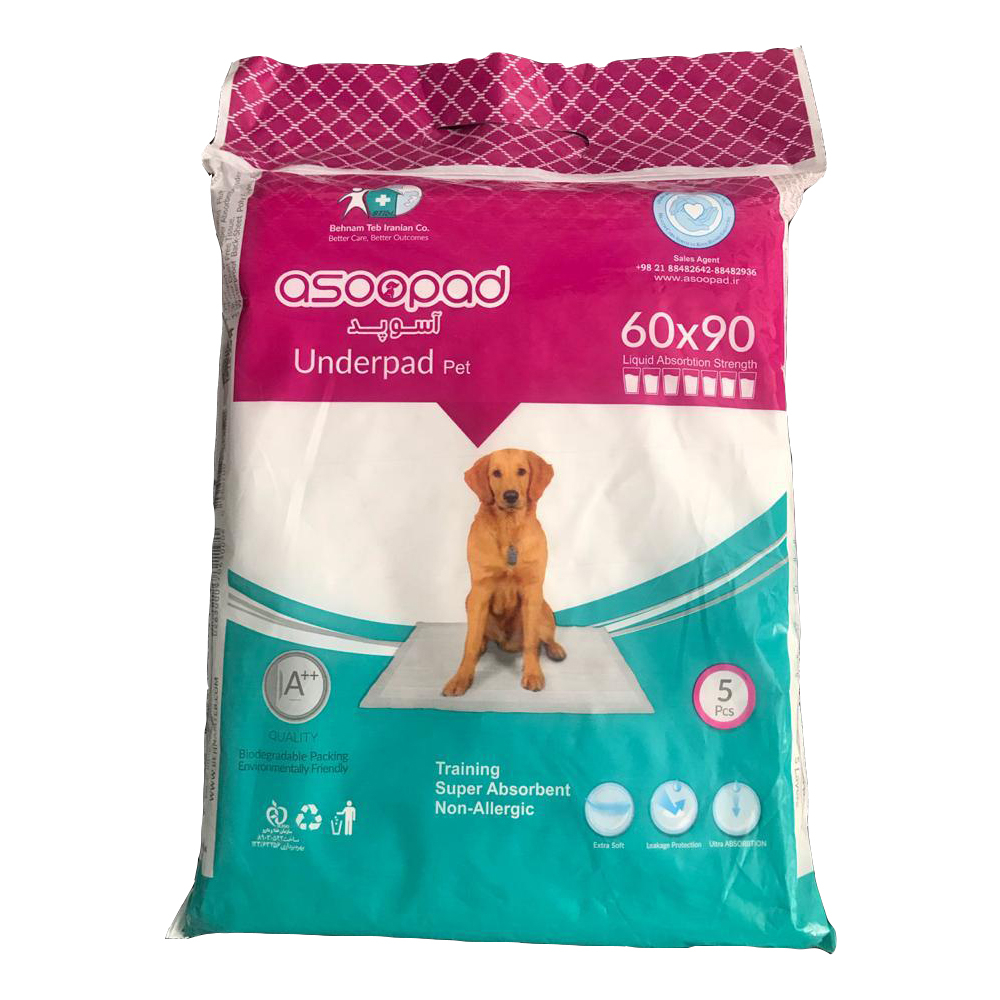پد زیر انداز بهداشتی سگ آسوپد کد 01 بسته 5 عددی