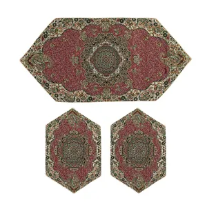 ست 3 تکه رومیزی ترمه جنوب یزد مدل ماهان کد ZRSHKGN3.3