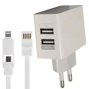 شارژر دیواری آران مدل U201 به همراه کابل تبدیل لایتنینگ/microUSB
