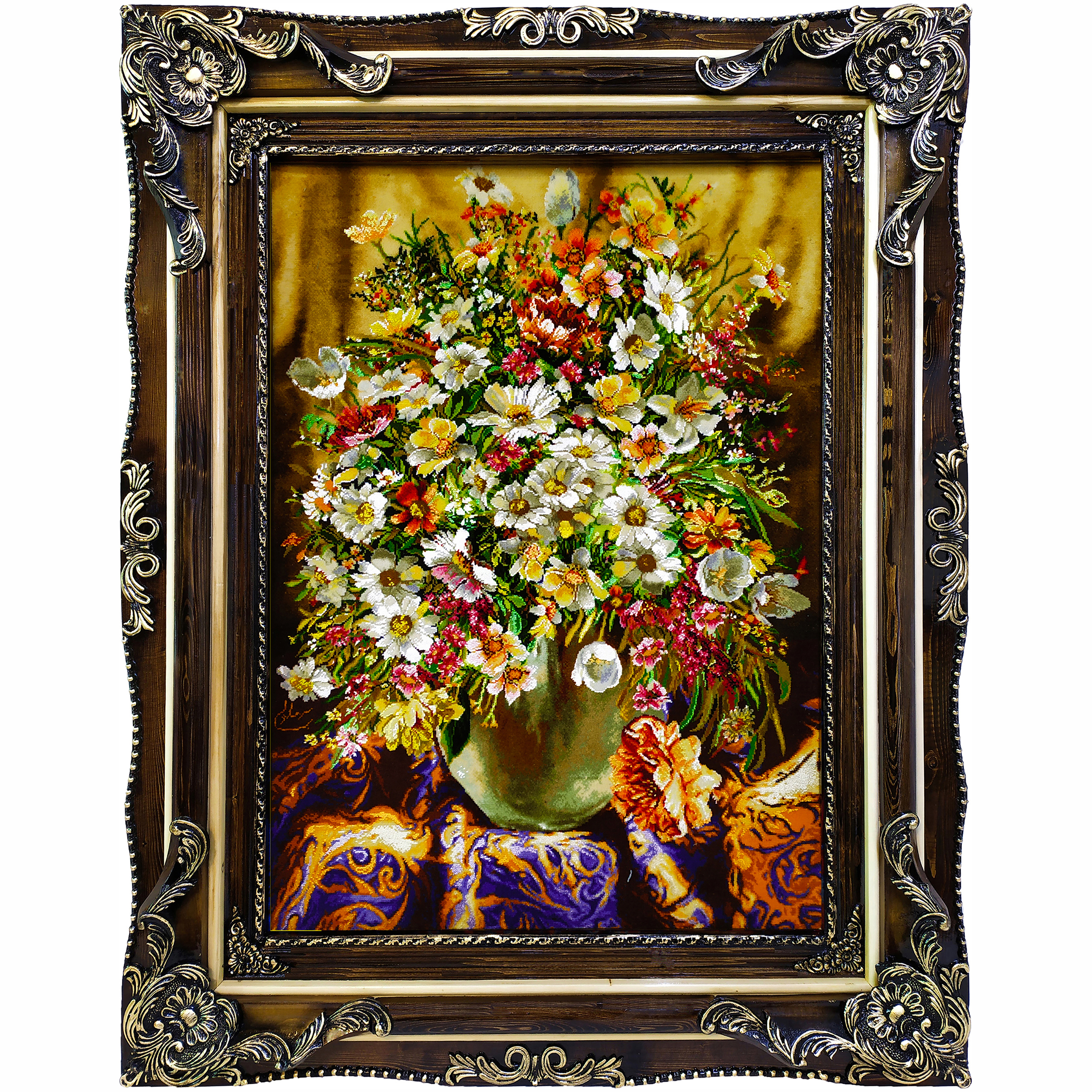 تابلو فرش دستبافت طرح گل و گلدان کد 1648