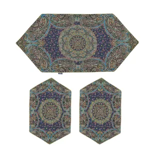 ست 3 تکه رومیزی ترمه دستجردی مدل کبریا کد SRM3.3