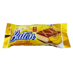 کیک اسفنجی دولایه کرمدار با طعم موز آناتا - 43 گرم بسته 36 عددی
