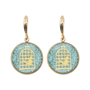 گوشواره طلا 24 عیار زنانه الون طرح مرغ آمین 