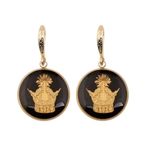 گوشواره طلا 24 عیار زنانه الون طرح تاج