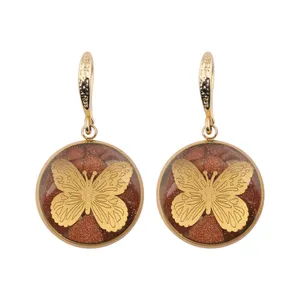 گوشواره طلا 24 عیار زنانه الون طرح پروانه 