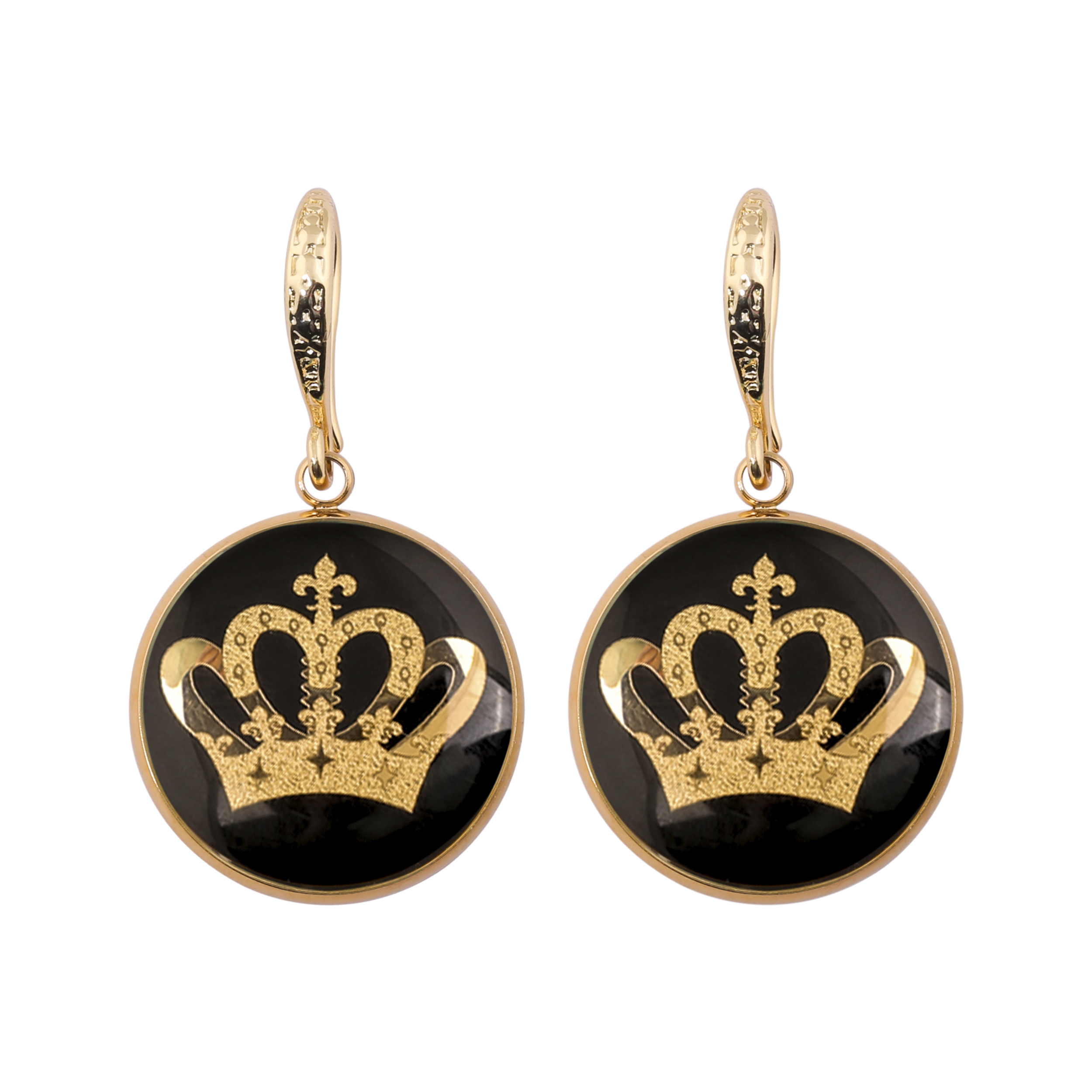 گوشواره طلا 24 عیار زنانه الون طرح تاج ملکه  