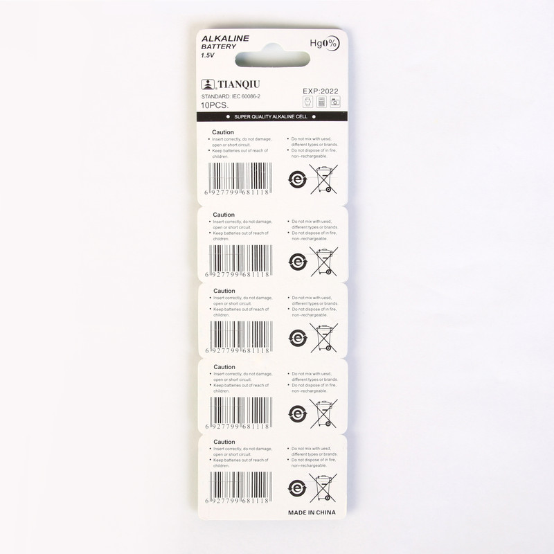 باتری ساعتی تیانکیو مدل  AG11 LR721 362  بسته 10 عددی