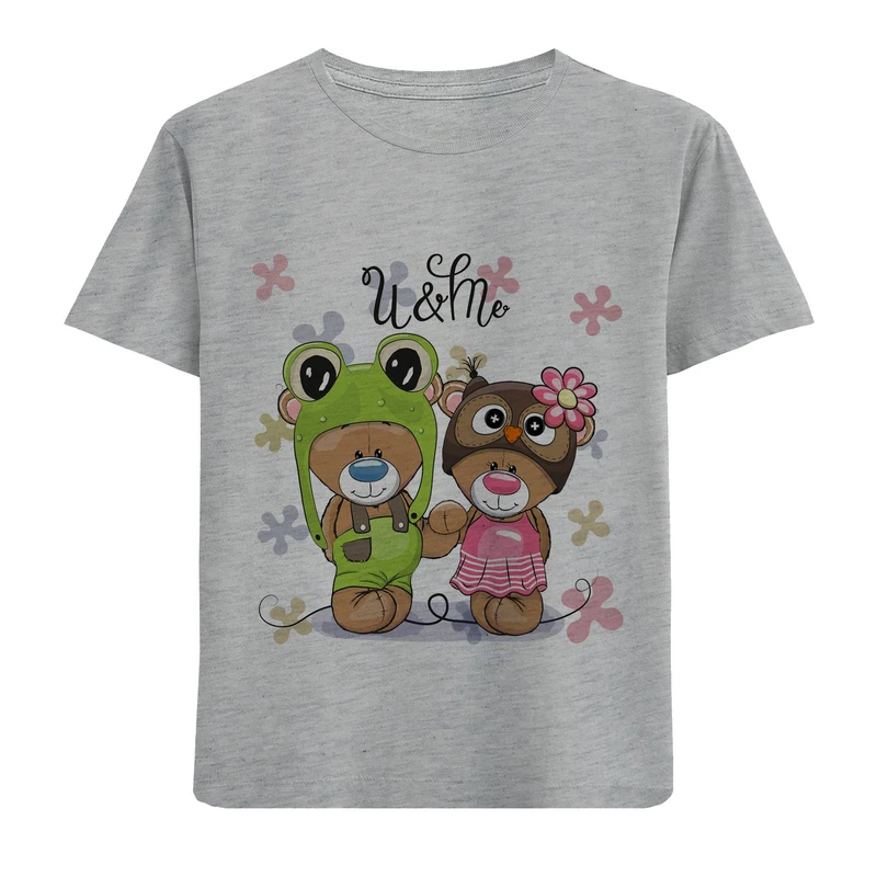 تی شرت آستین کوتاه دخترانه طرح خرسی کد F36