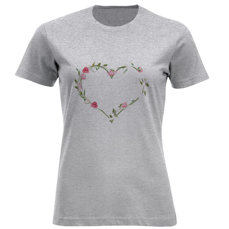 تی شرت آستین کوتاه زنانه طرح قلب کد F406