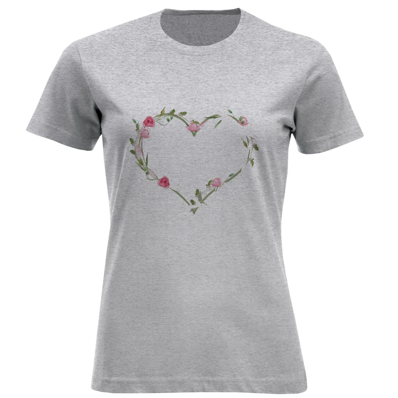 تی شرت آستین کوتاه زنانه طرح قلب کد F406