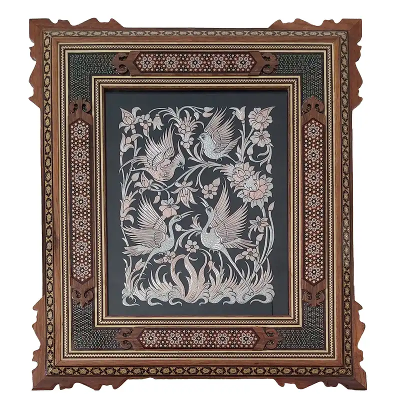 تابلو قلمزنی طرح گل و مرغ مدل 2430A