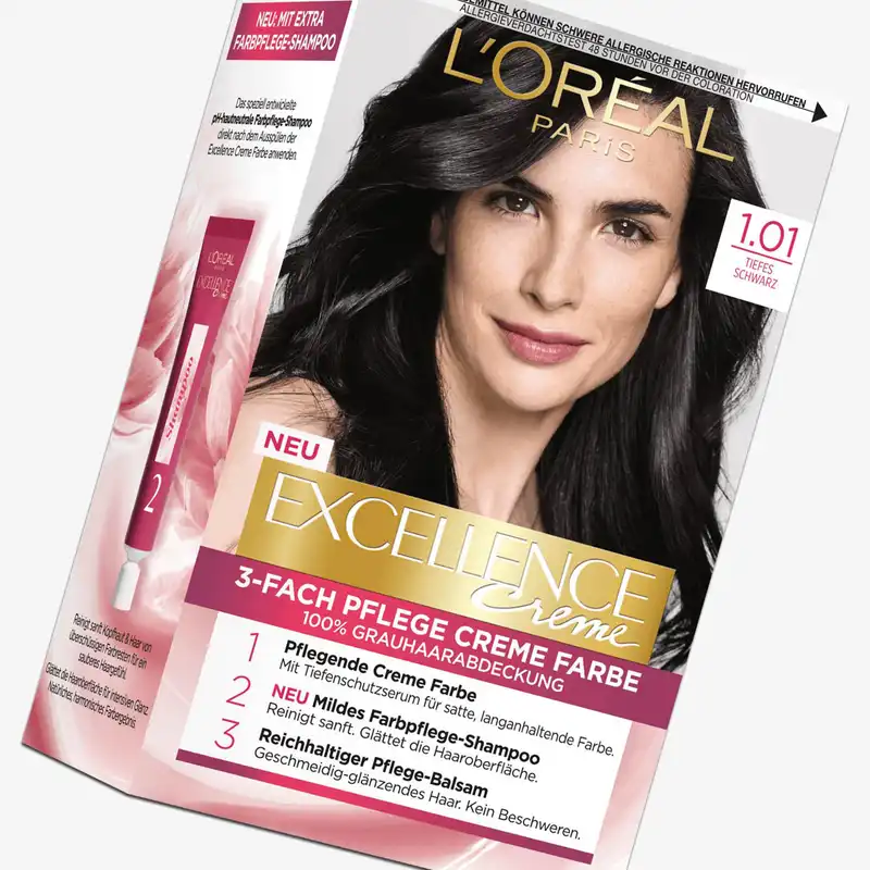 کیت رنگ مو لورآل سری Excellence شماره 1.01 حجم 48 میلی لیتر رنگ مشکی